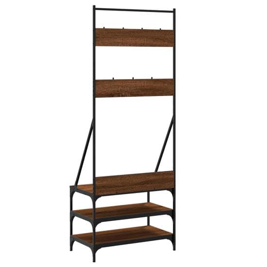 Gilford Wooden Clothes Rack With Shoe Storage In Brown Oak_6
