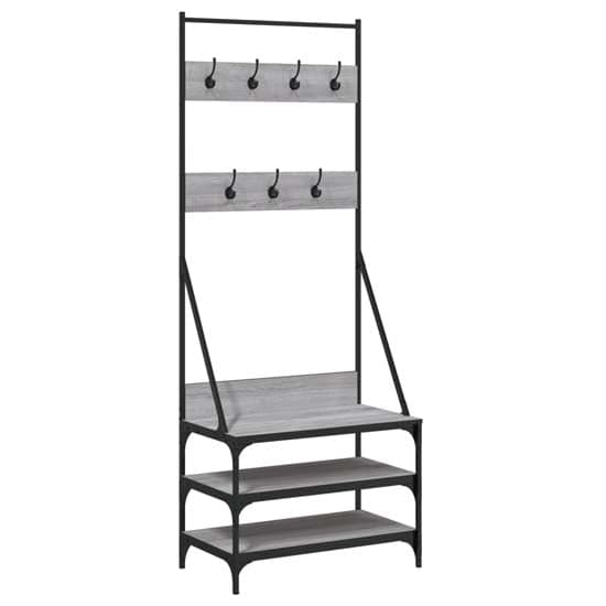 Gilford Wooden Clothes Rack With Shoe Storage In Grey Sonoma Oak_2