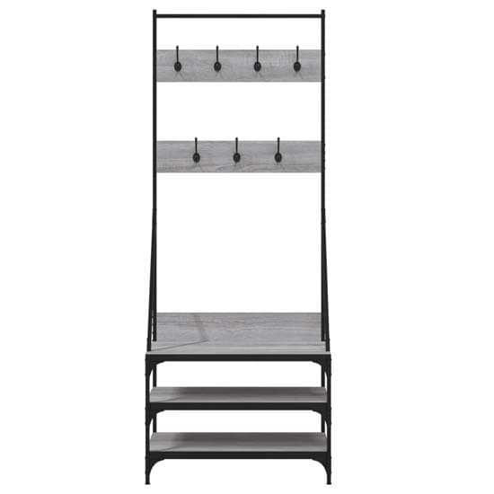 Gilford Wooden Clothes Rack With Shoe Storage In Grey Sonoma Oak_4