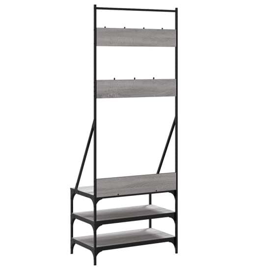 Gilford Wooden Clothes Rack With Shoe Storage In Grey Sonoma Oak_6