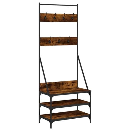 Gilford Wooden Clothes Rack With Shoe Storage In Smoked Oak_2