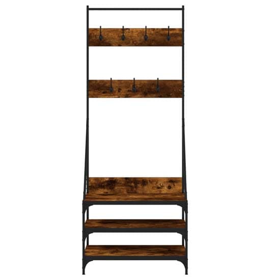 Gilford Wooden Clothes Rack With Shoe Storage In Smoked Oak_4