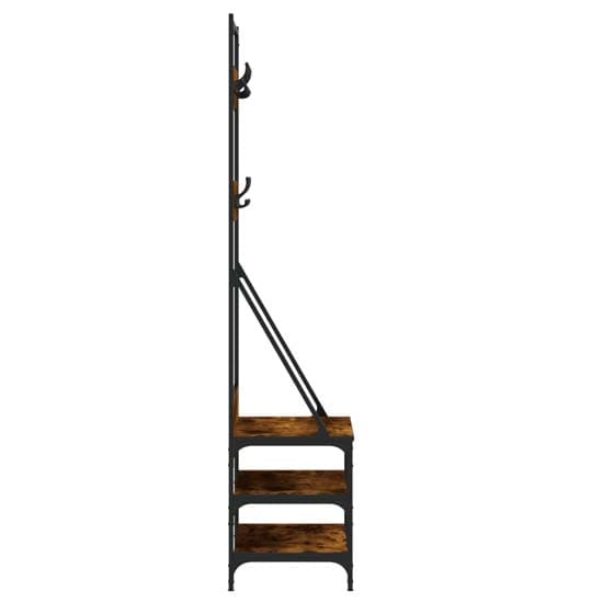 Gilford Wooden Clothes Rack With Shoe Storage In Smoked Oak_5
