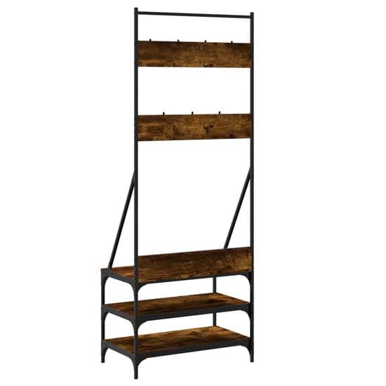 Gilford Wooden Clothes Rack With Shoe Storage In Smoked Oak_6