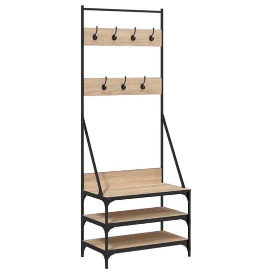 Gilford Wooden Clothes Rack With Shoe Storage In Sonoma Oak_2