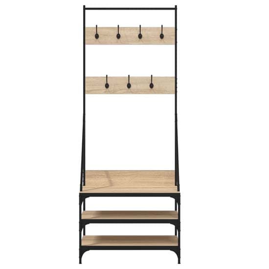 Gilford Wooden Clothes Rack With Shoe Storage In Sonoma Oak_4