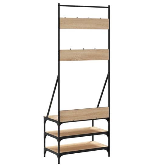 Gilford Wooden Clothes Rack With Shoe Storage In Sonoma Oak_6