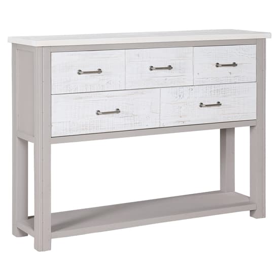 Gilford Wooden Console Table With 5 Drawers In Grey_3