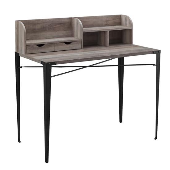 Gilford Wooden Laptop Desk With Hutch Industrial In Grey Wash Furniture in Fashion