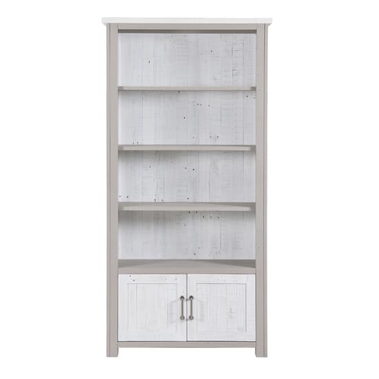 Gilford Wooden Large Open Bookcase With 2 Doors In Grey_2