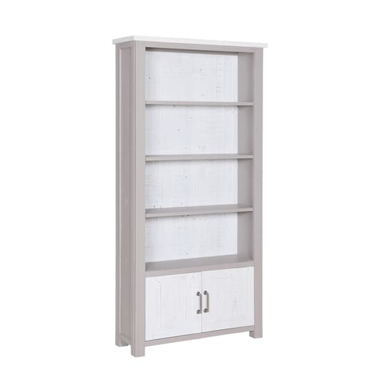 Gilford Wooden Large Open Bookcase With 2 Doors In Grey_3