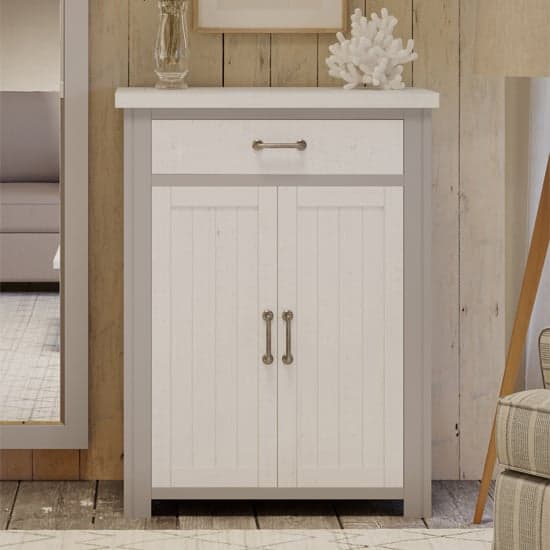 Gilford Wooden Shoe Storage Cabinet With Drawer In Grey_1