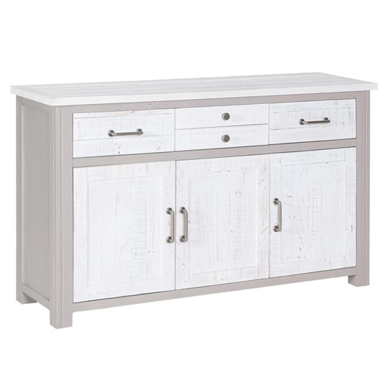 Gilford Wooden Sideboard With 3 Doors 4 Drawers In Grey_3