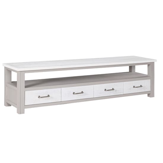 Gilford Wooden TV Stand Wide With 4 Drawers In Grey_3