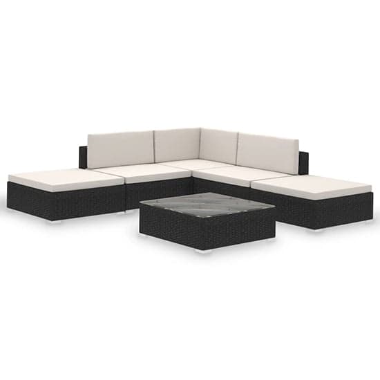Gili Rattan 6 Piece Garden Lounge Set With Cushions In Black_2