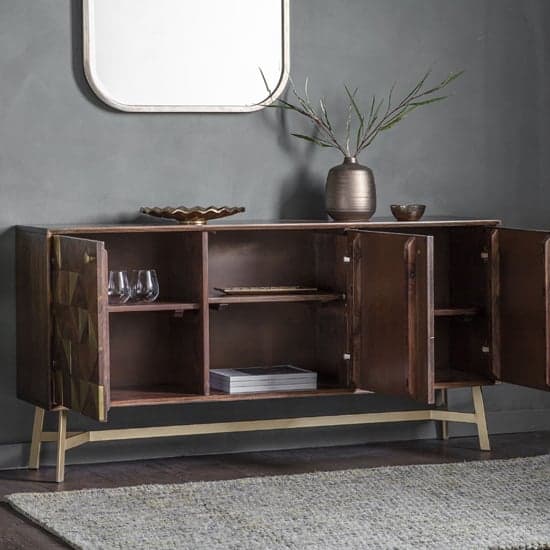 Gillette Acacia Sideboard With 3 doors In Brown And Gold_2