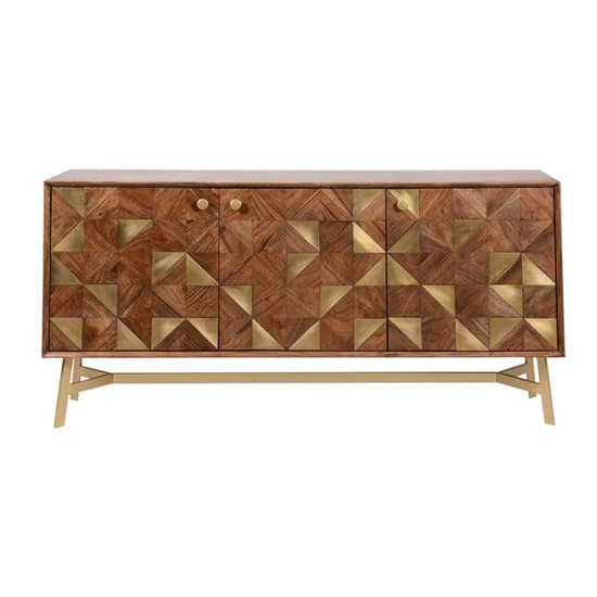 Gillette Acacia Sideboard With 3 doors In Brown And Gold_5