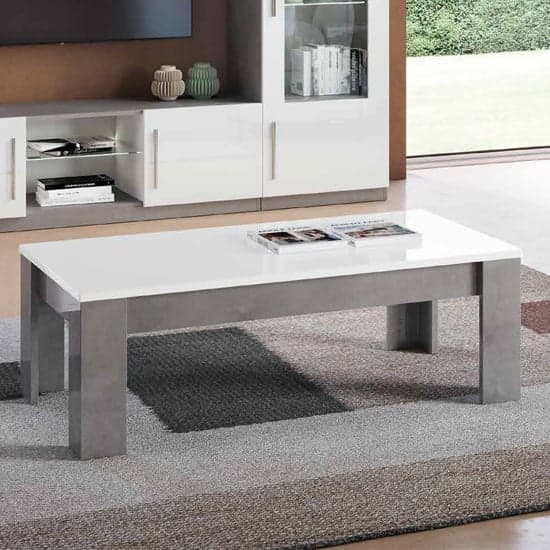 Gilon High Gloss Coffee Table Rectangular In White And Grey_1