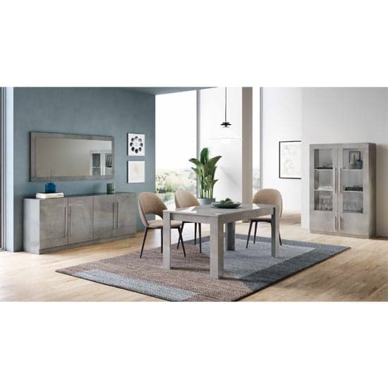 Gilon High Gloss Dining Table 160cm In Grey Marble Effect_2