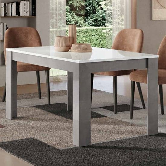 Gilon High Gloss Dining Table 160cm In White And Grey_1