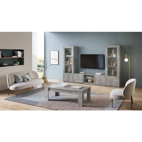 Gilon High Gloss TV Stand 2 Doors In Grey With LED_2