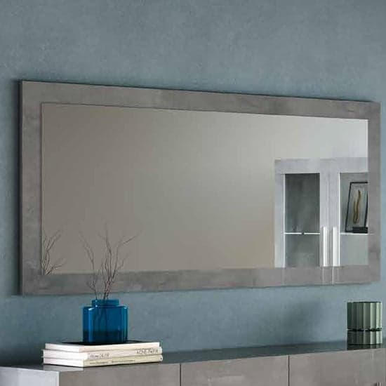 Gilon Wall Mirror Rectangular Large In Grey High Gloss Frame_1