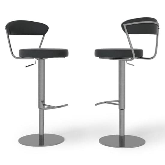 Glossop Black Faux Leather Gas-lift Bar Stools In Pair_2
