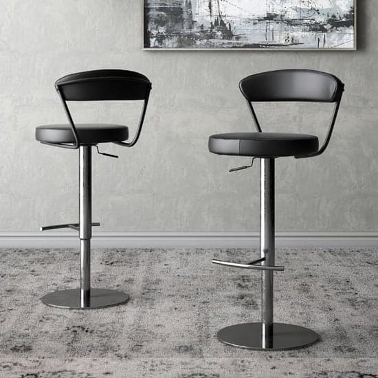 Glossop Black Faux Leather Gas-lift Bar Stools In Pair_1