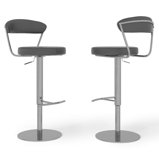 Glossop Grey Faux Leather Gas-lift Bar Stools In Pair_2
