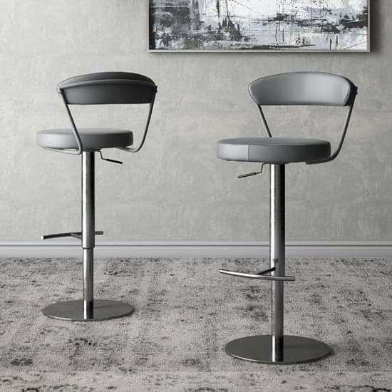 Glossop Grey Faux Leather Gas-lift Bar Stools In Pair_1