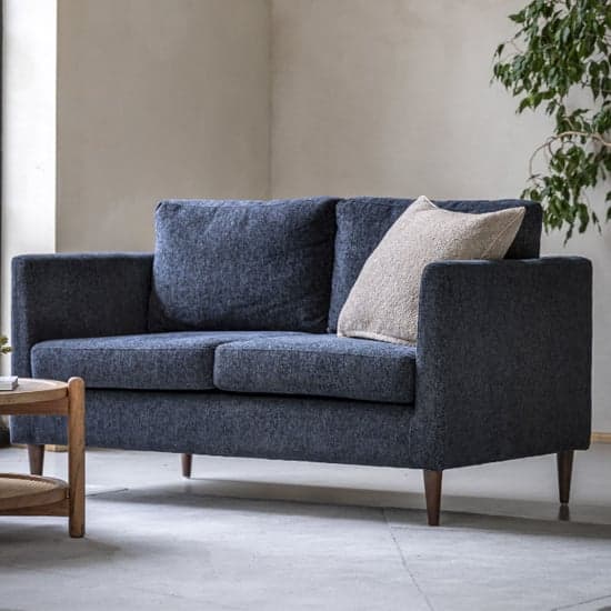 Girona Fabric 2 Seater Sofa In Charcoal With Wooden Legs_1