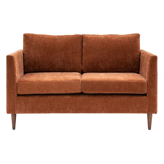 Girona Fabric 2 Seater Sofa In Rust With Wooden Legs_2