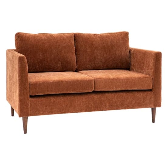 Girona Fabric 2 Seater Sofa In Rust With Wooden Legs_1