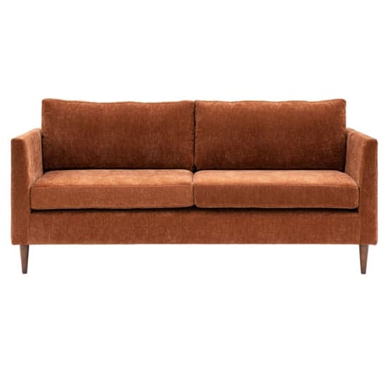 Girona Fabric 3 Seater Sofa In Rust With Wooden Legs_2
