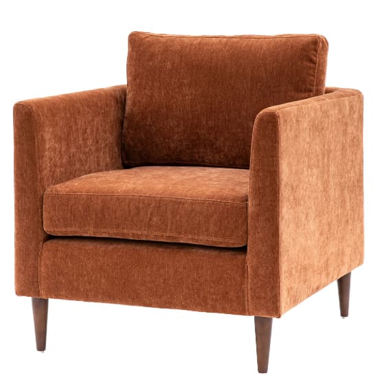 Girona Fabric Armchair In Rust With Wooden Legs_4