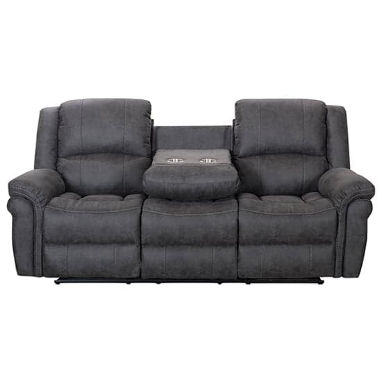 Girona Manual Recliner Fabric 3 Seater Sofa In Dark Grey_2