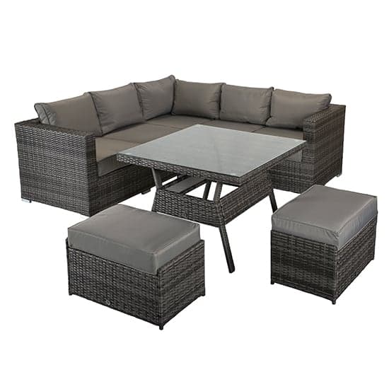 Gitel Compact Corner Dining Set With Benches In Mixed Grey_3
