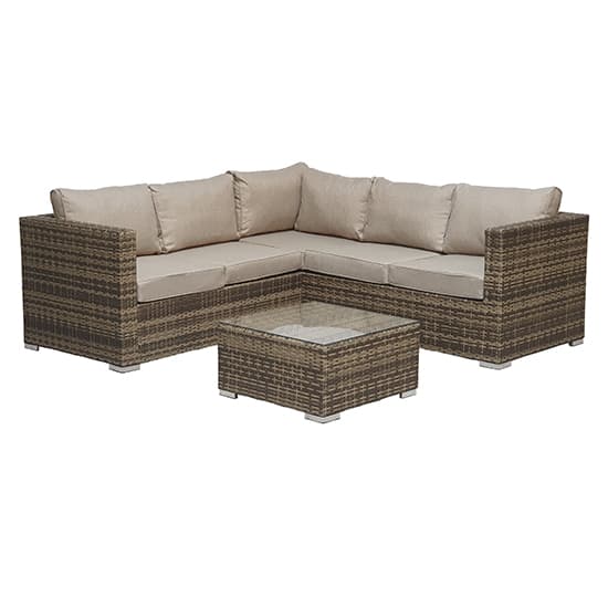 Gitel Compact Corner Sofa Set With Coffee Table In Mixed Brown_2
