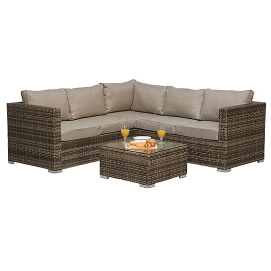 Gitel Compact Corner Sofa Set With Coffee Table In Mixed Brown_1
