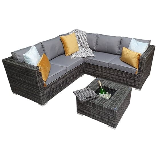 Gitel Corner Lounge Sofa Set With Ice Bucket Table In Grey_3