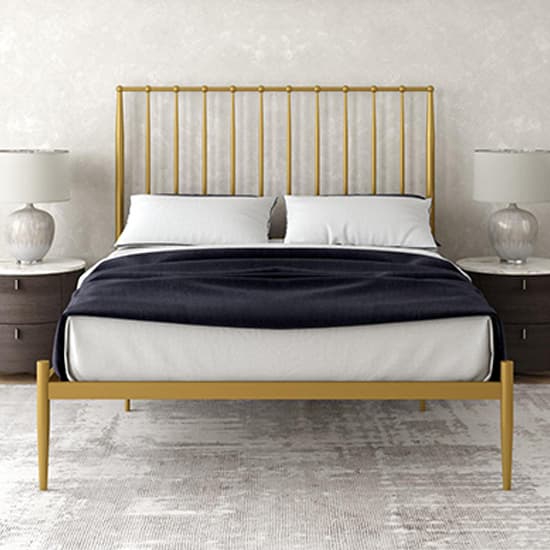 Giulio Metal Double Bed In Gold_2