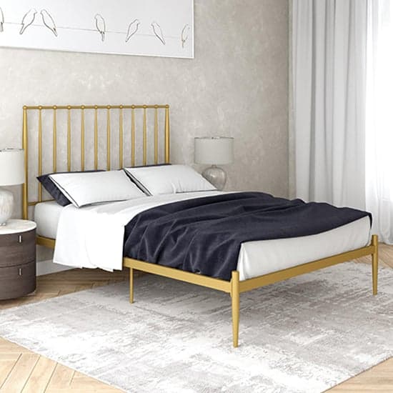 Giulio Metal Double Bed In Gold_1