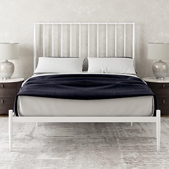 Giulio Metal King Size Bed In White Furniture in Fashion