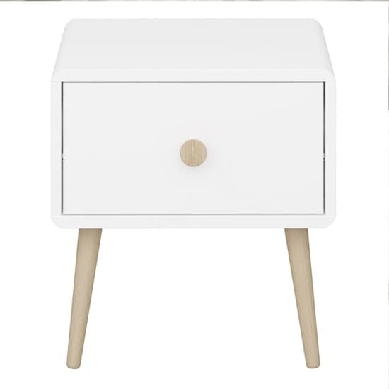 Giza Wooden Bedside Table With 1 Drawer In Pure White_2