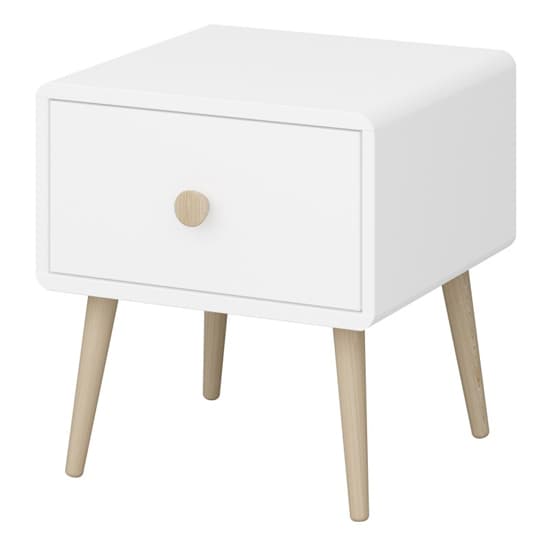 Giza Wooden Bedside Table With 1 Drawer In Pure White_3
