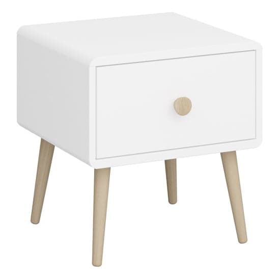Giza Wooden Bedside Table With 1 Drawer In Pure White_1