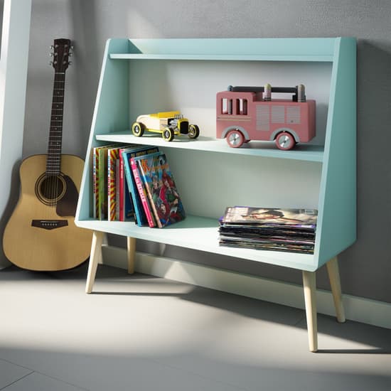 Giza Wooden Bookcase With 1 Shelf In Cool Mint_4