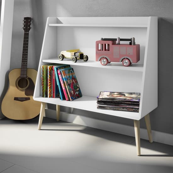 Giza Wooden Bookcase With 1 Shelf In Pure White_4
