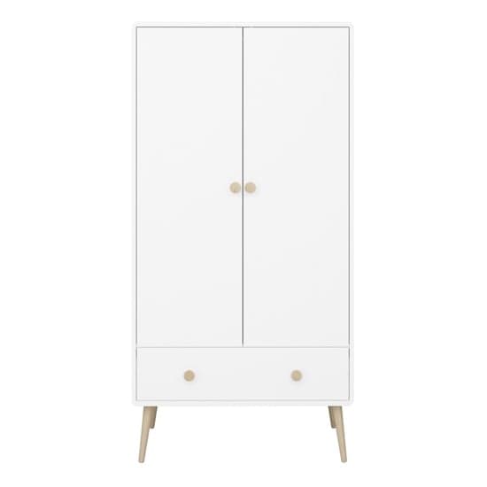 Giza Wooden Wardrobe With 2 Doors 1 Drawer In Pure White_2