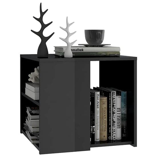 Gizela High Gloss Side Table With Shelves In Grey_2